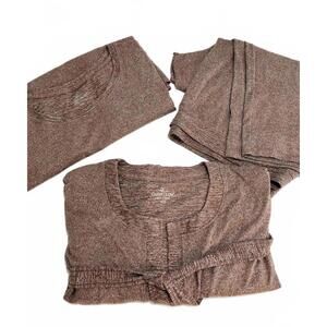 Cuddl Duds 3 Piece Knit Cardigan, Pants and Top Set Brown Size P3X